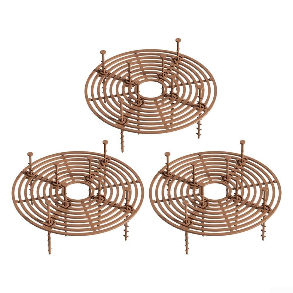 MoSundi 3 Pcs Weather-Resistant ABS Plant Pot Grid Soil Cover with Center Cutout for Pet and Toddler Safety, 19/30/52 cm(Brown-m)
