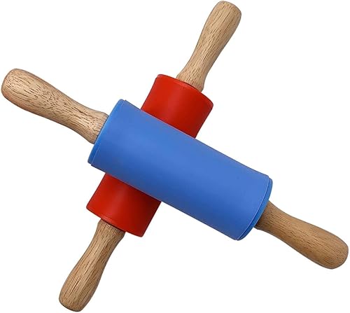 Miniatura 2 de Rodillo de mango de madera pequeño para niños - Rodillo de silicona antiadherente para Reposteria y Masa