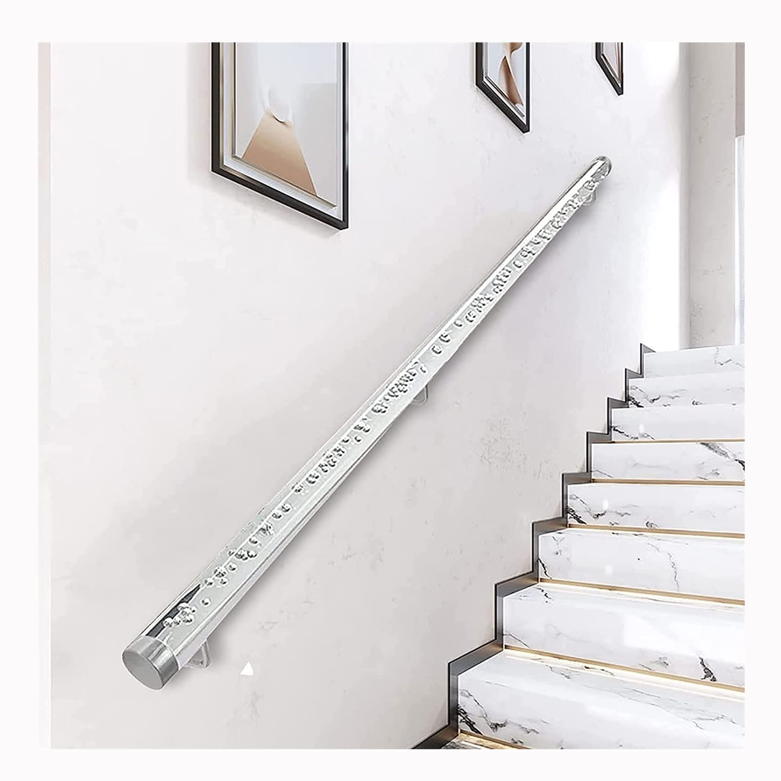 Rampe murale en cristal acrylique de 150 cm pour un escalier intérieur design