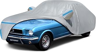 Car Cover for 1964-1978 Ford Mustang, Waterproof Custom-fit All Weather Sun Rain UV Dust Snow Protection Outdoor Mustang Full Car Cover with Door Zipper and Cotton Lining-Grey