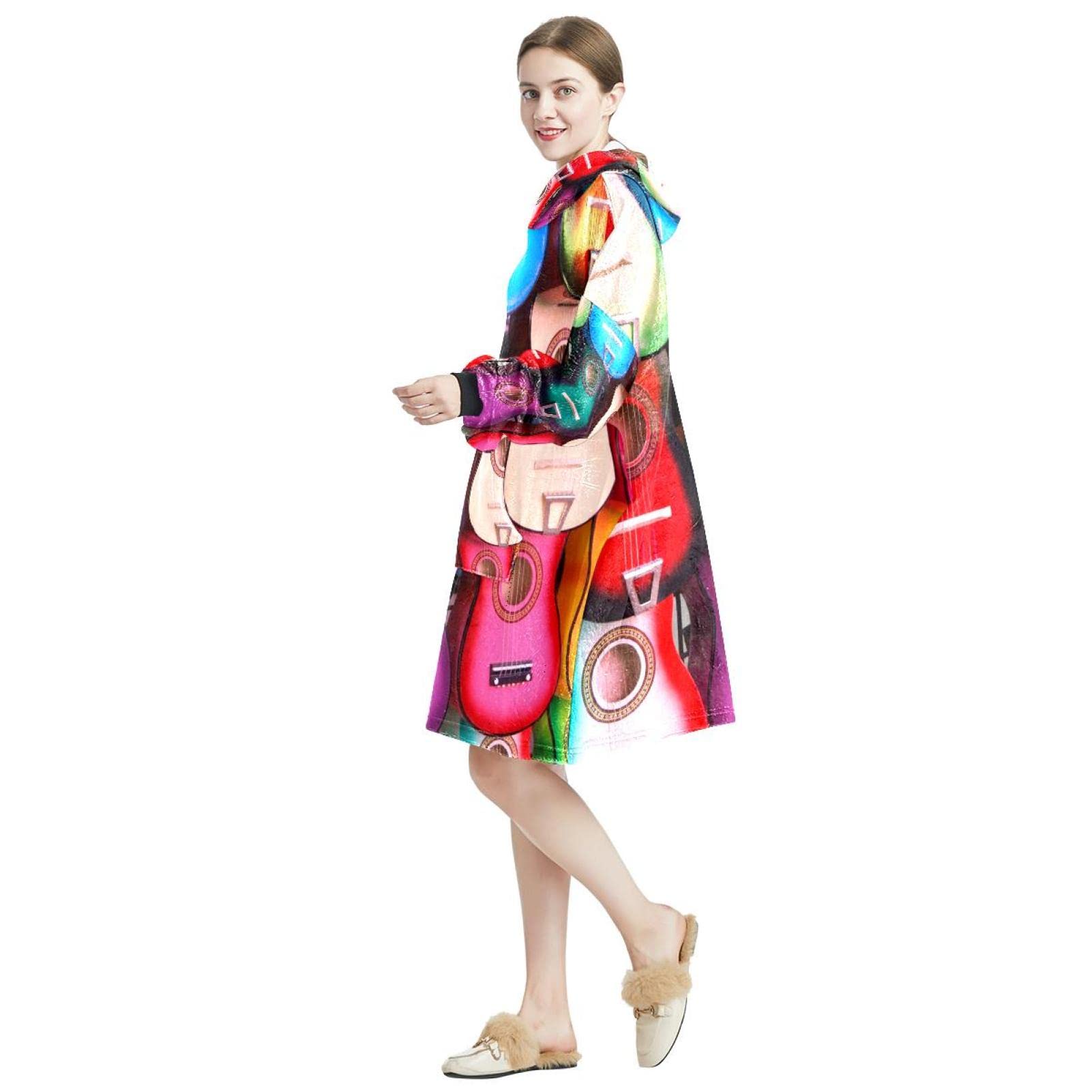 Bluza z kapturem do noszenia, ponadwymiarowa bluza z kapturem, gitara muzyczna dla dzieci, wielobarwny, rozmiar uniwersalny