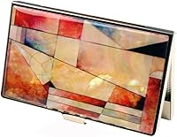 Vista 25 de Tarjetero negro de nácar para tarjetas de visita con bolsillo con bloqueo RFID, tarjeta de identificación de crédito, tarjetero de metal de acero