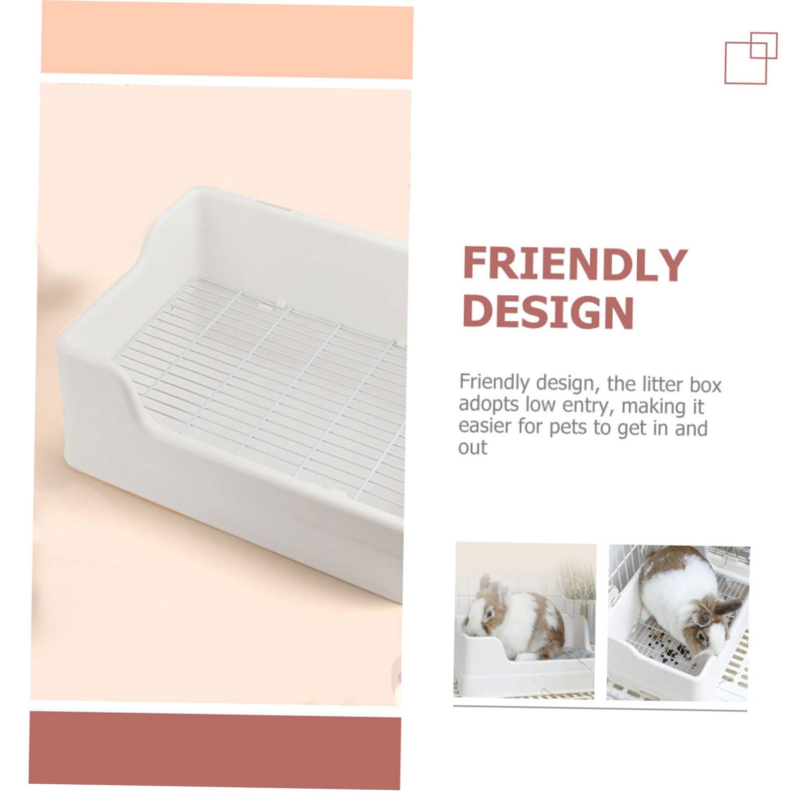 Lettiera per Conigli in Plastica Bianco Parti Separate, Facile da Pulire, Vasino Trainer per Animali Domestici in Gabbia Antiribaltamento