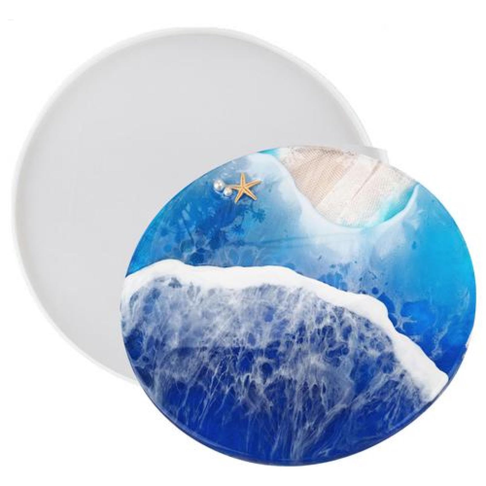 Large Silicone Tray Mold, 11.8" Big Silicone Mould for Resin, Round Resin Tray Molds for Making Craft DIY Home Decoration