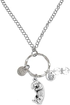 Rear View Mirror Car Charm Ornament, Sun Catcher, Hanging Pendant, Stainless Steel Chain and Crystal Accents, Packaged in a Gift Bag Otter
