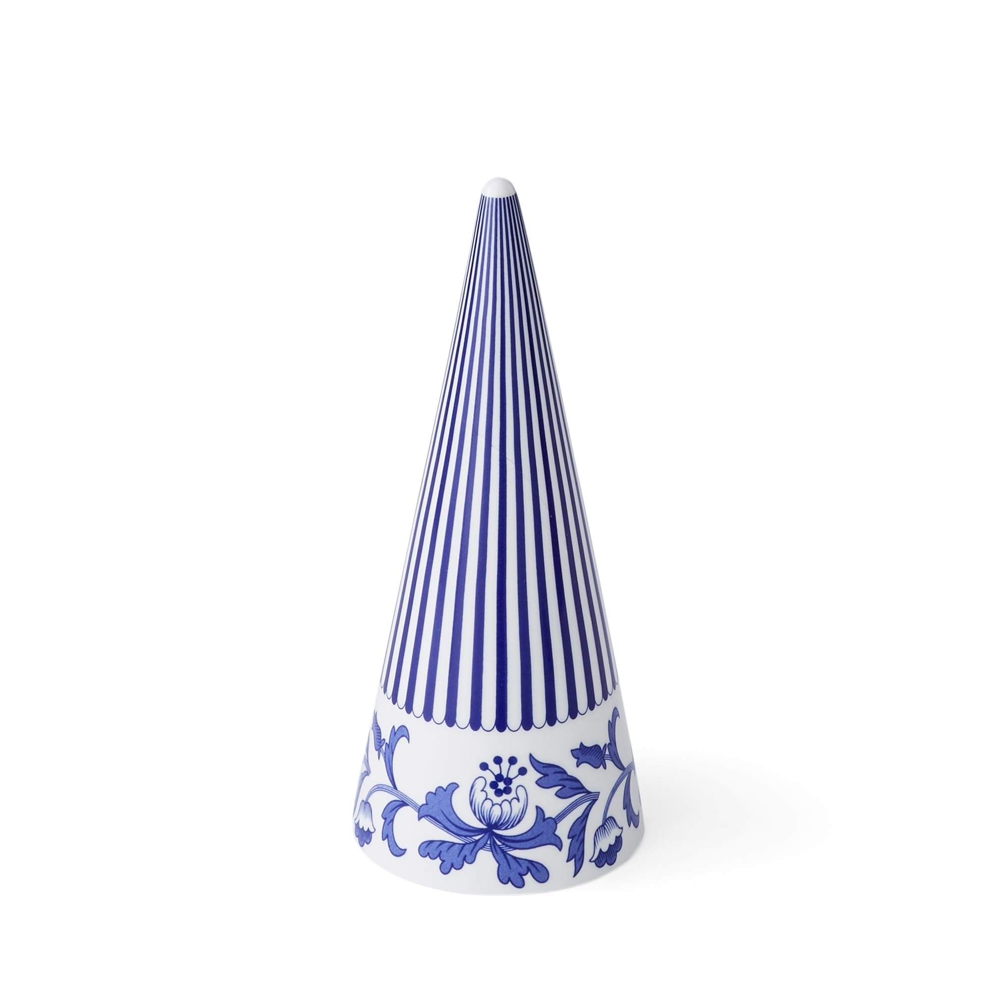 Spode Blue Italian Cone Shaped Topiary - 8 Inch Decorative Porcelain Figurine, Classic Blue & White Design Motif - Collector Accent for Tabletop, Mantel & Dining Room Display