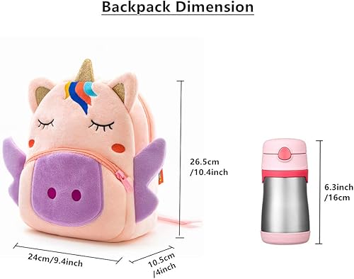 Miniatura 5 de Mochila con diseño de animales, animal de felpa, minibolsa de viaje para niño de 2-6 años, baby unicorn), PBK001