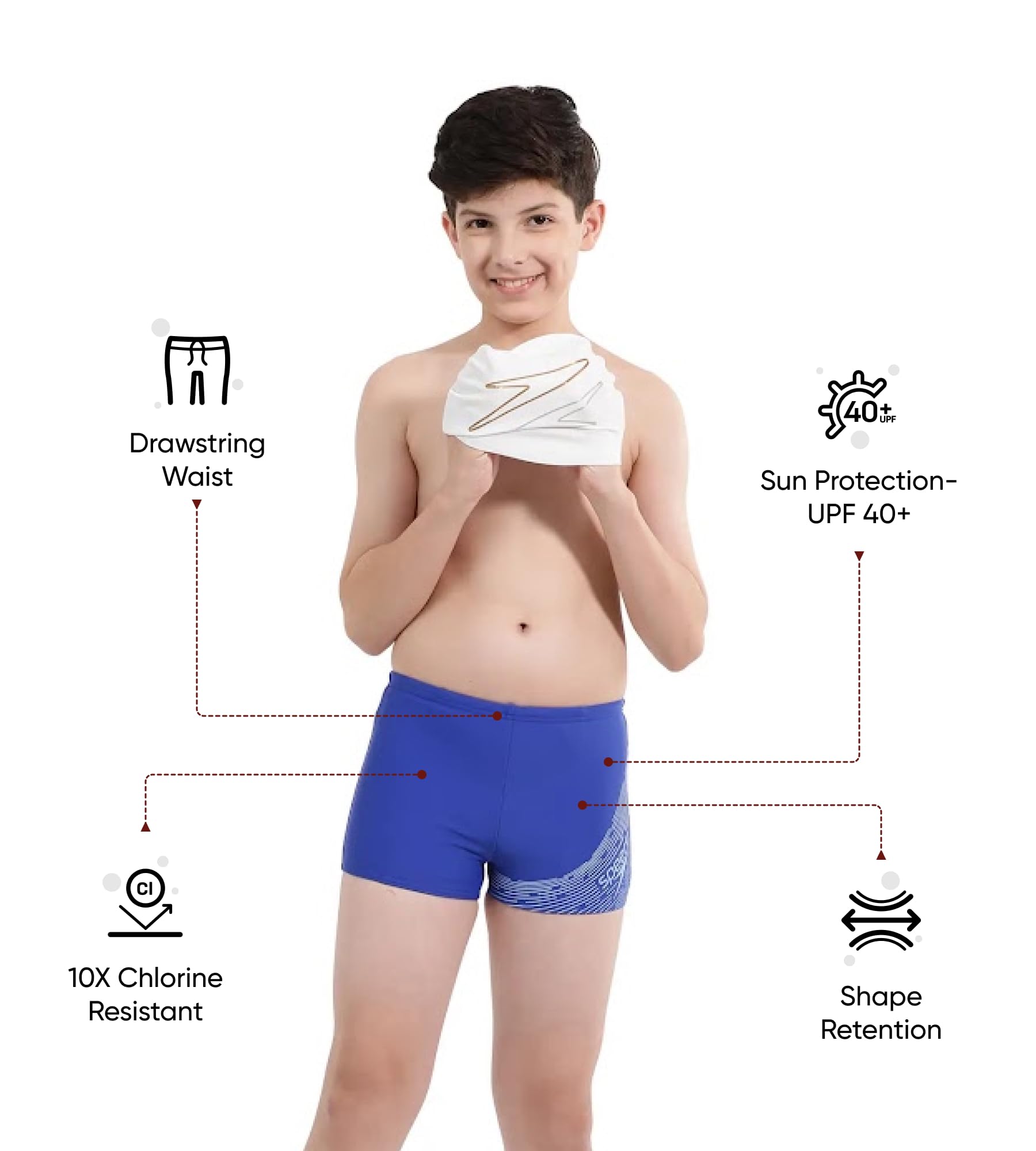 Speedo Boy's Endurance 10 High Chlorine Resistant UPF 40+ Sun Protection Medley Logo Aquashort - True Cobalt & Curious Blue 1