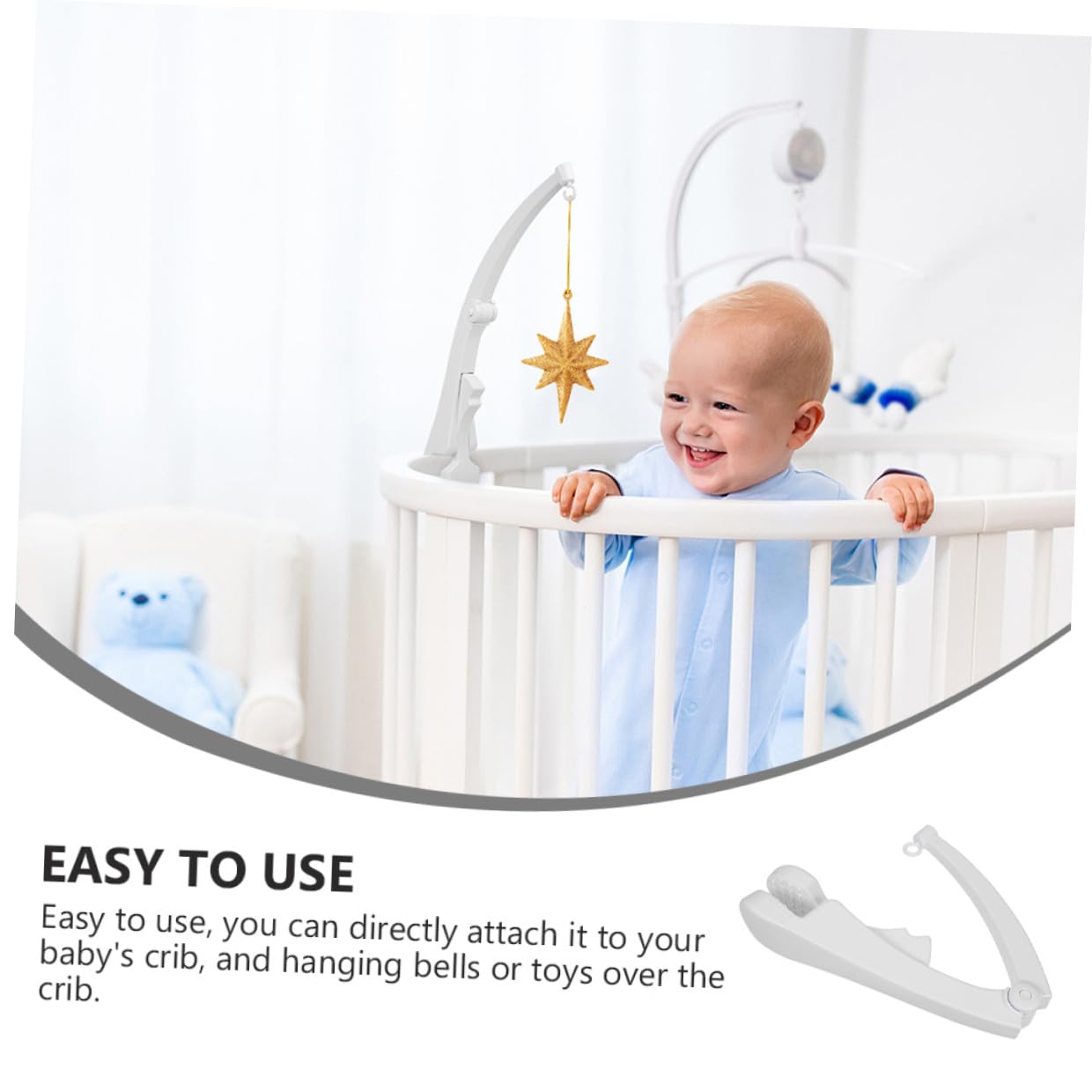 Móvil para Cuna de Ñiño Brazo Portamóvil de Plástico Seguro, Soporte Ajustable para Cuna, Decoración Musical para Recién Nacidos y Bebés, 2 Piezas para Habitación Infantil
