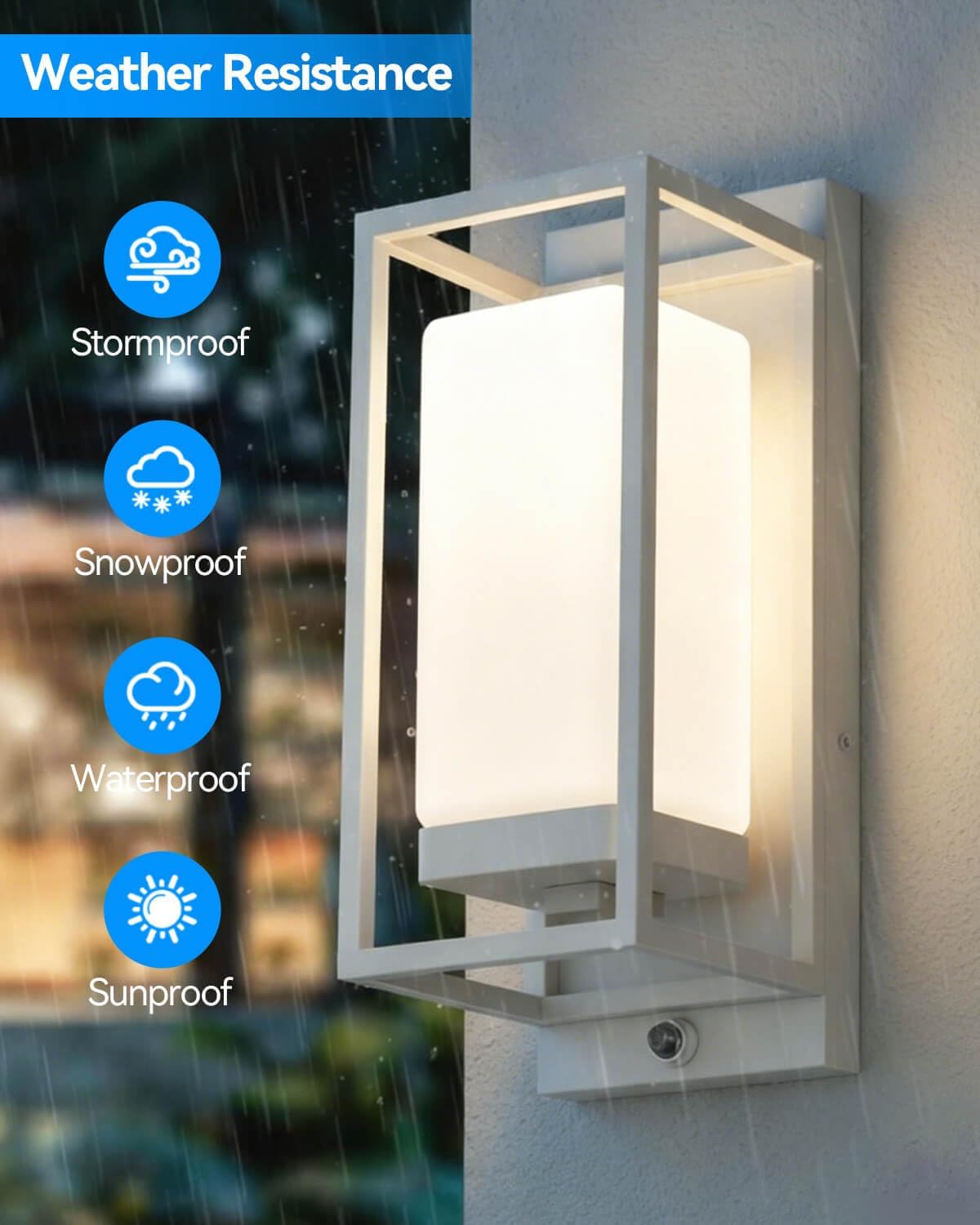 RAYVO Modern Outdoor Wall Light with Dusk to Dawn Sensor, Waterproof Exterior Lighting Fixtures with E26 Base, 3000K LED Bulb Included, Outdoor Sconce Lights for Porch Garage Entryway