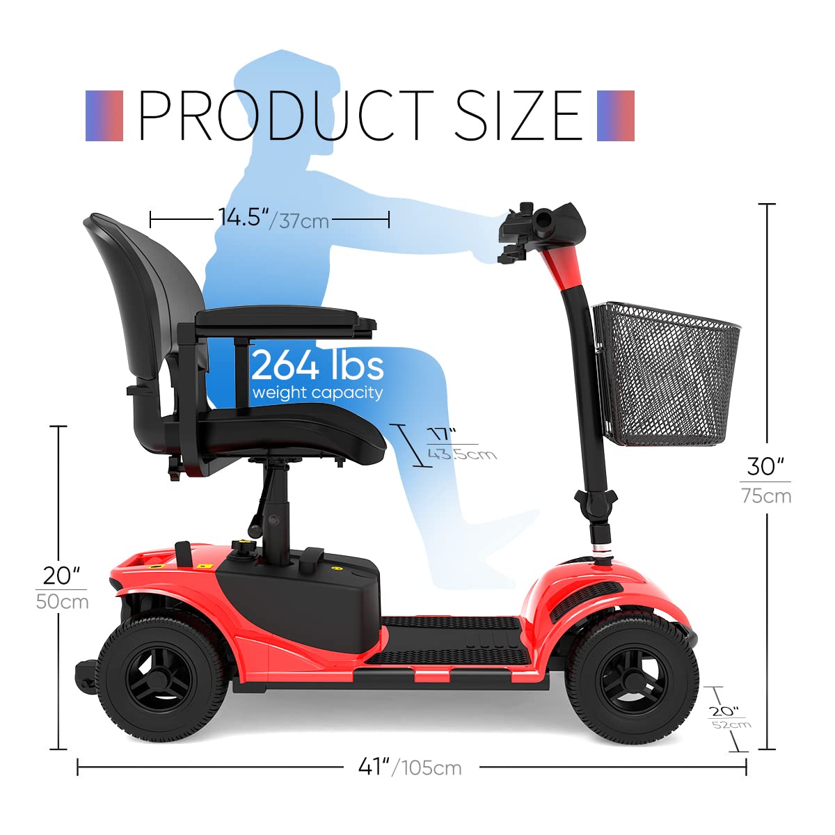 4 Wheel Mobility Scooter For Seniors Adult W3431