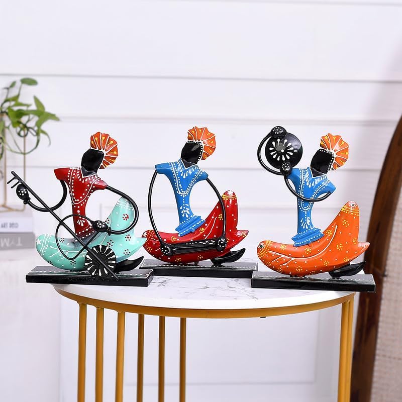 Image of Metal Nagpuri Musician Decorative Showpiece | Handcrafted Sculpture of Traditional Nagpuri Musician| Perfect for Home, Office, Music Room