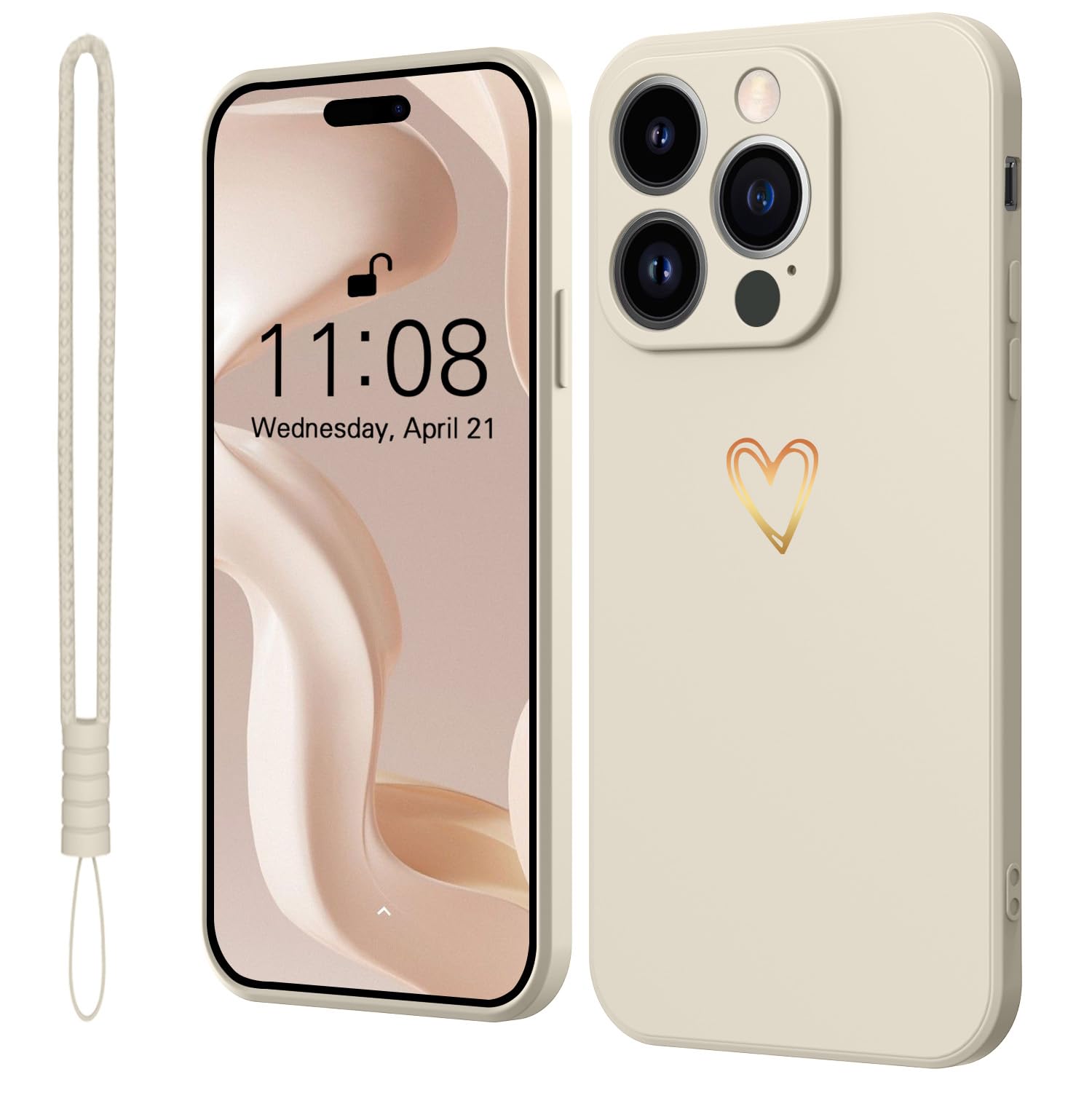 Mitetabo für iPhone 11 Hülle Gold Liebesherz,Handyhülle iPhone 11 Mädchen Case Weich Silikon Slim Stoßfest Kratzfeste Süßes Gold Love