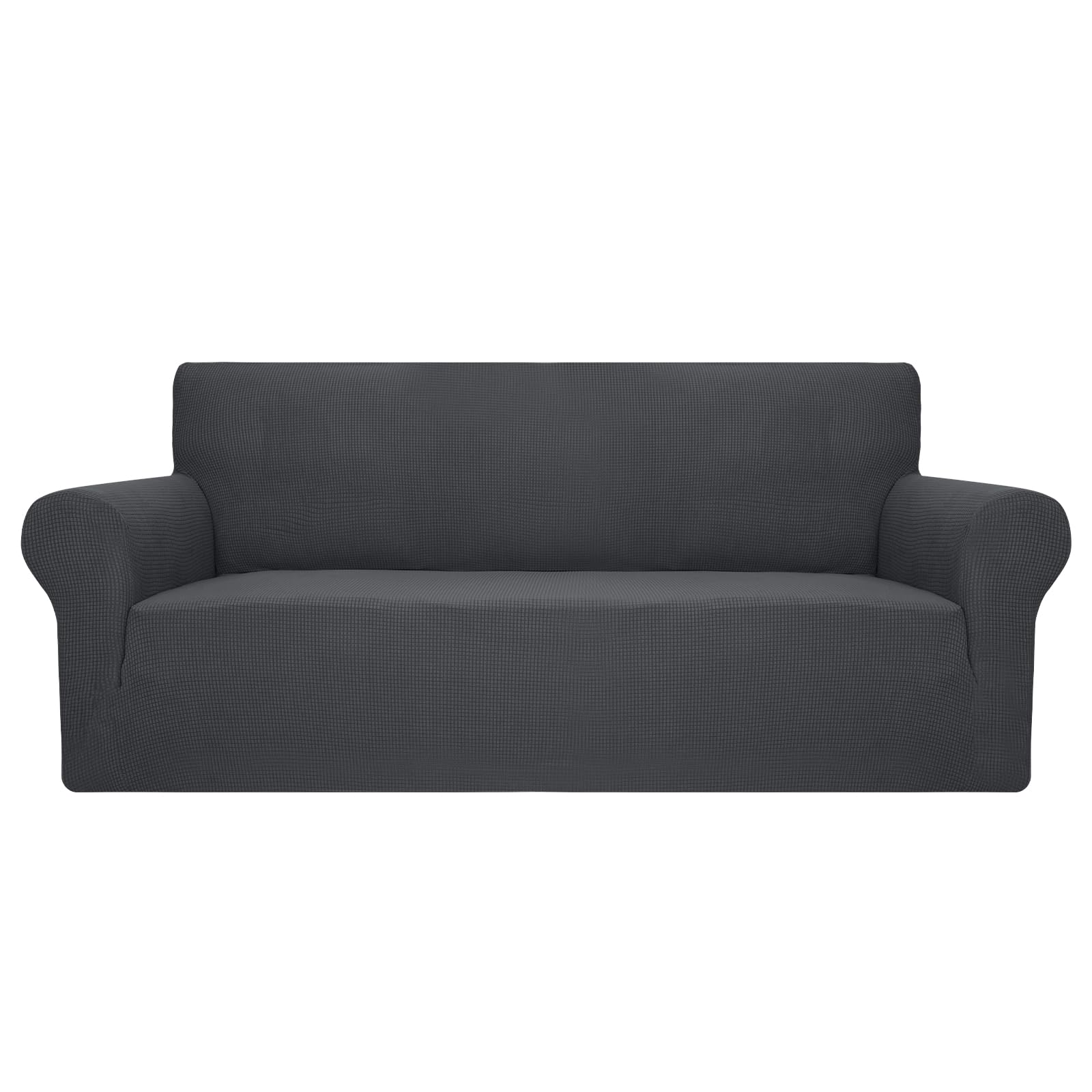 JIVINER High Stretch Couch Covers for 3 Cushion Couch, 1-Piece Jacquard Sofa Slipcovers Fitted Washable Sofa Covers with Elastic Bottom Furniture Protector for Kids Pets (Sofa, Grey)