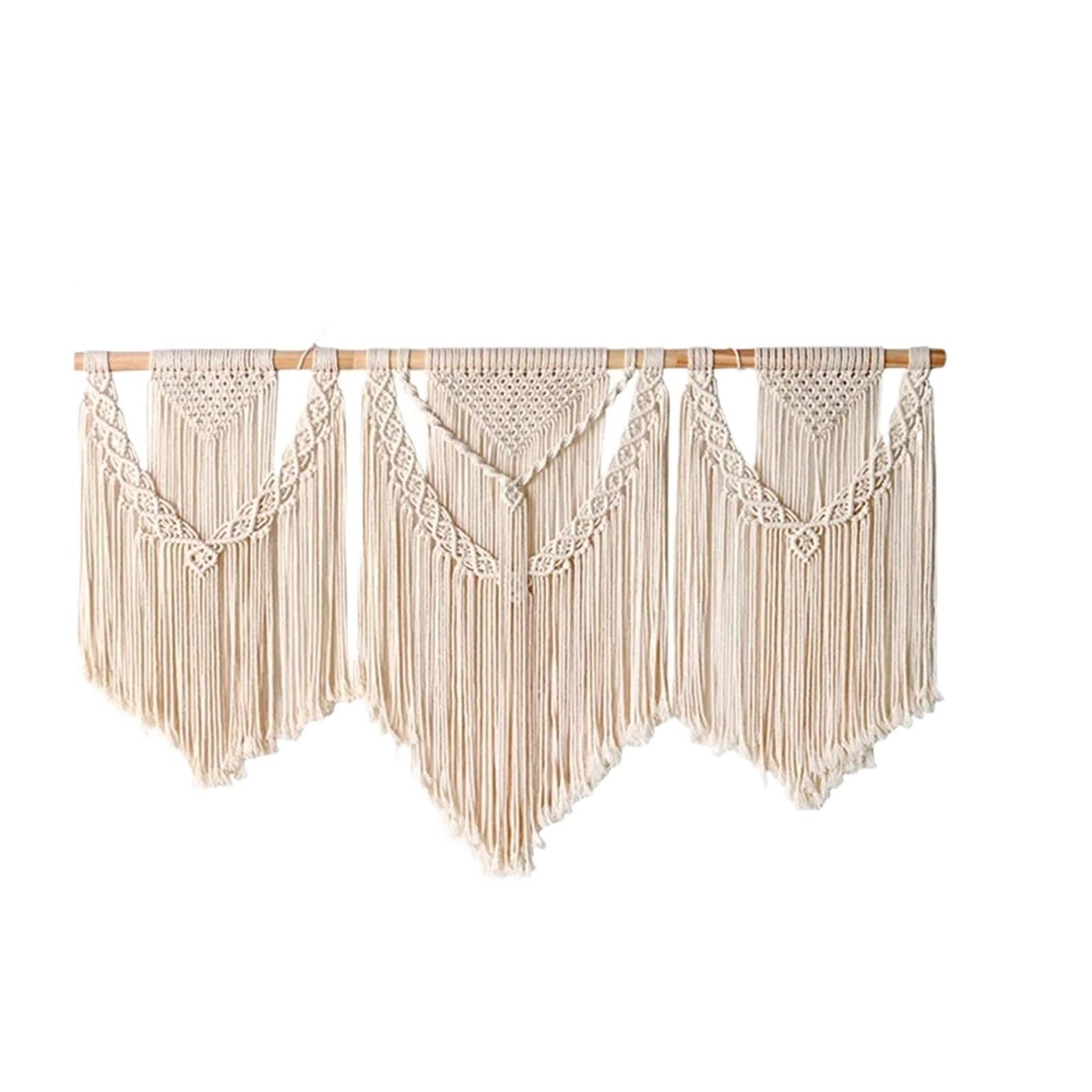 GOXQIT 1 Pcs Macrame Wall Hanging Tapestry Hand-Woven Tassel Curtain Wedding Backgrou For Home