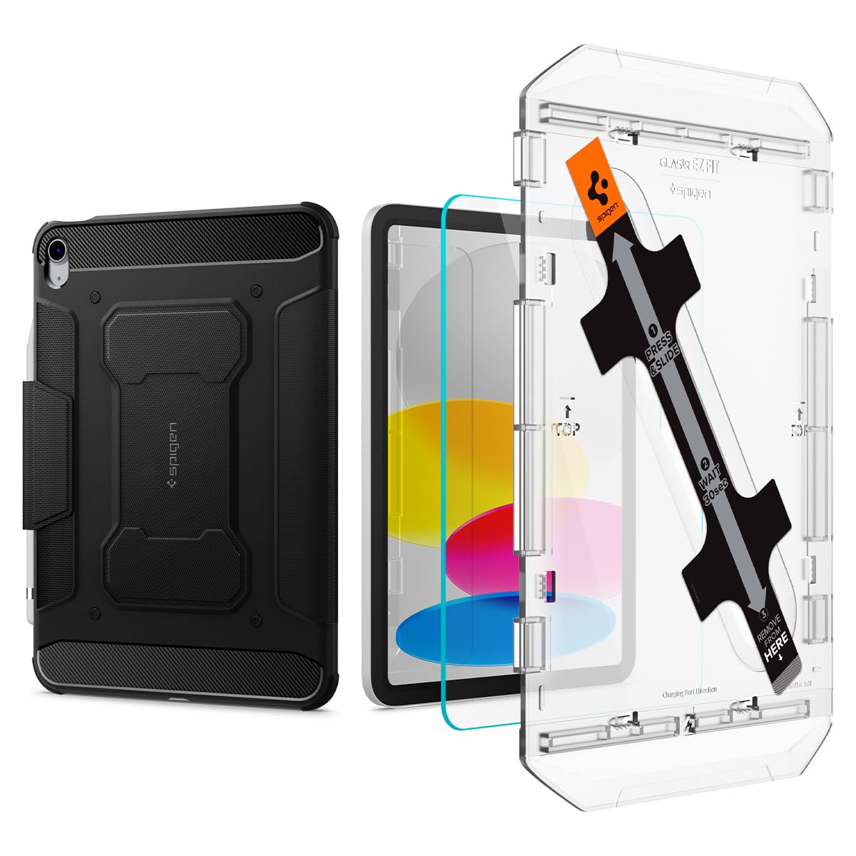 iPad 10.9" Rugged Armor Pro Black & iPad 10.9" 10th Gen Glas.tR EZ Fit (1P)