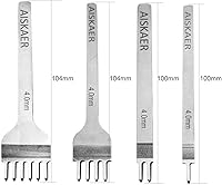 Vista 2 de Aiskaer Leather Stitching Punch Set, Diamond Chisel Tools, 4mm White Steel 1/2/4/6 Prong for Leather Craft DIY