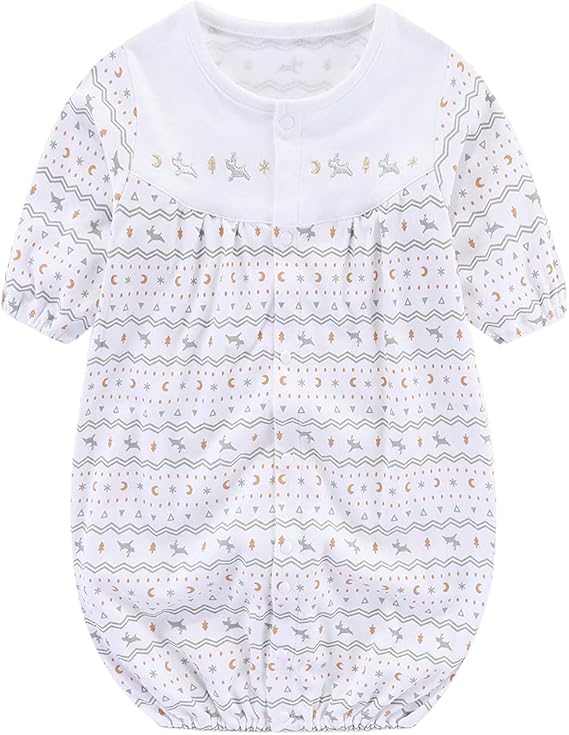 Amazon Co Jp Bookabee 冬の森 ベビー服 長袖 新生児 ツーウェイオール 男の子 女の子 出産祝い 50 70cm 秋 冬 Bkbb ホワイト ファッション