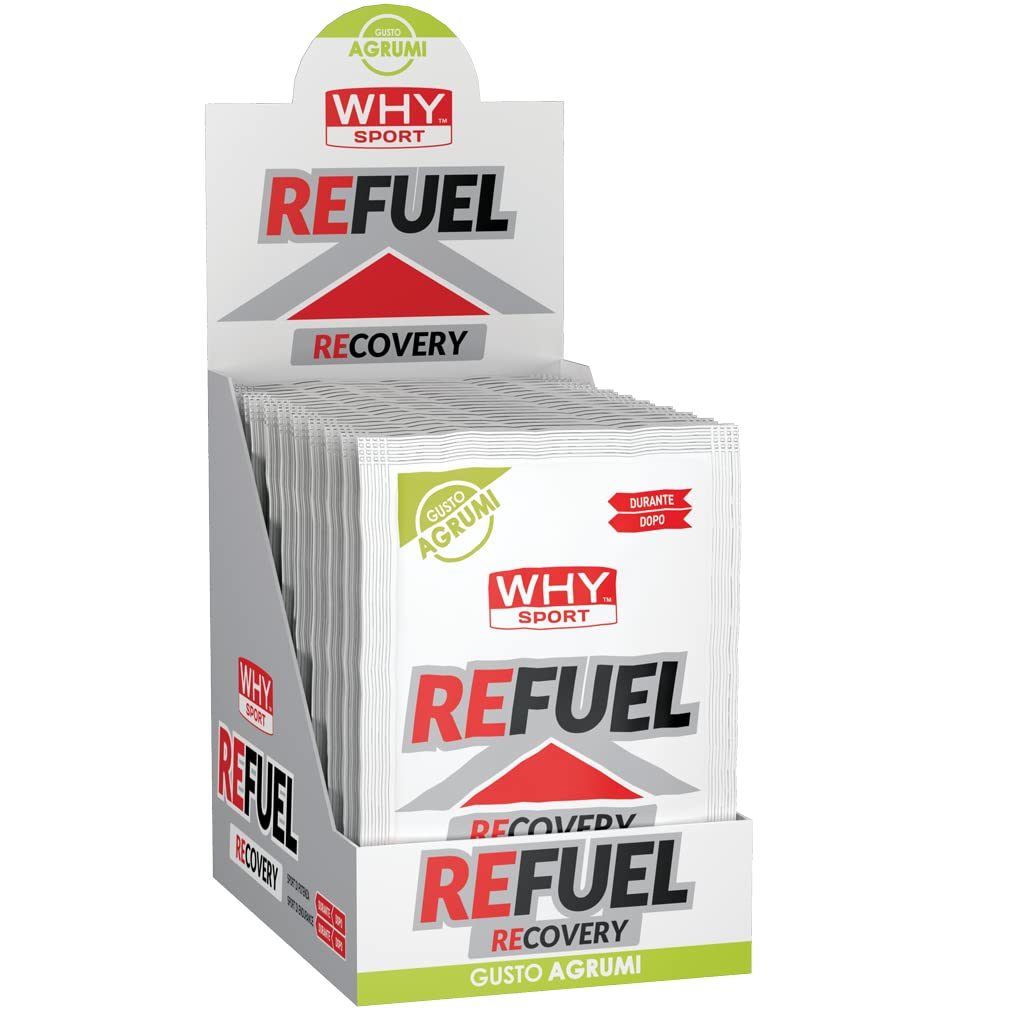 WHY SPORT REFUEL - Integratore Alimentare Energetico a Base di OKG - Aminoacidi - Vitamina C - Gusto Agrumi - 20 Bustine - 25 gr