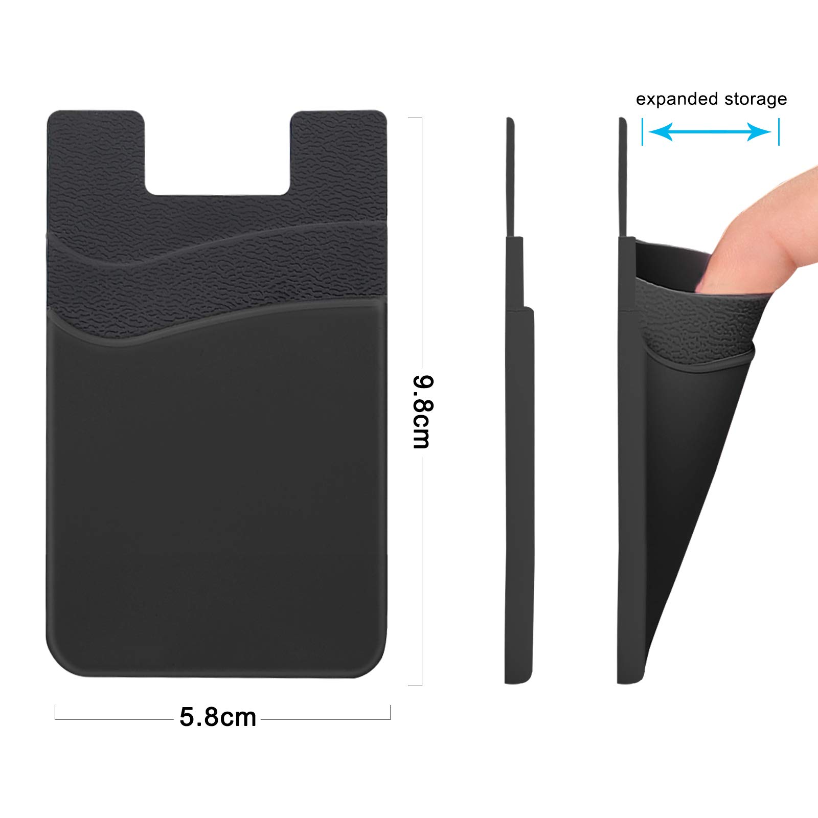 Amazon.com: SS Card Holder for Back of Phone, Cell Phone Wallet Stick-on Credit  Card Sleeve Pocket Silicone Pouch Compatible for iPhone, Samsung Galaxy and  Most SamrtPhones 4 Pack : Cell Phones &