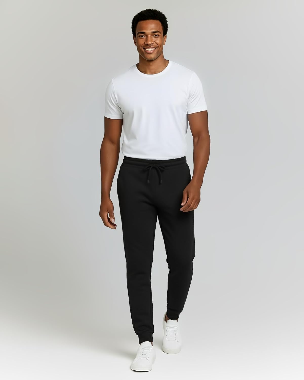 Real Essentials 3 Pack: Men's Cotton Fleece Jogger Sweatpants - Athletic Pants Bottoms with Pockets (Big & Tall Available)
