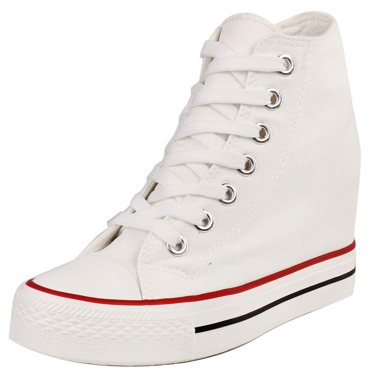 zpllsbratos Mujer Zapatos de Lona Cuñas Plataforma Zapatillas Altas Casuales Moda Botines