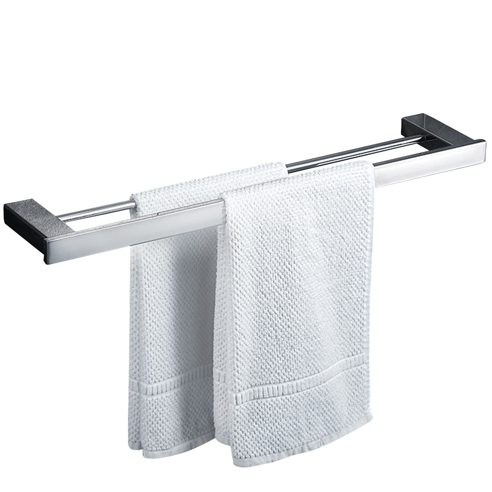 DKRAHRJJ Wall Mount Double Towel Bar Rail, Towel Holder Rack for Bathroom, Kitchen Dish Cloths Hanger Towel Rod/60Cm