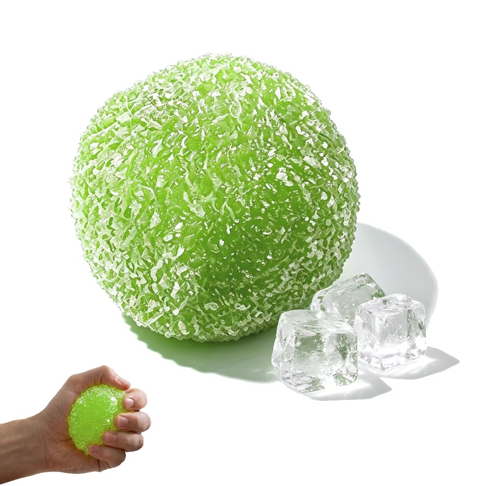 Crunchy Squishy Stress Ball, 2026 New Smoothie Ice Skin Memory Gel Stress Balls, 2.4in Moldable Crunchy Stress Squeezes Toys Balls for Summer (Yellow) (Green)