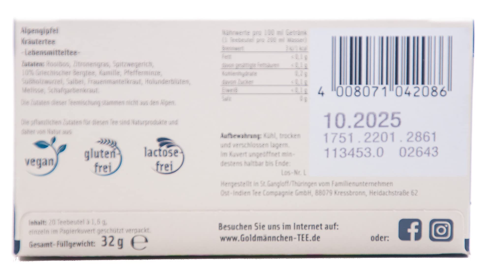 Goldm?nnchen-TEE Alpengipfel mit griechischem Bergtee 6er Pack
