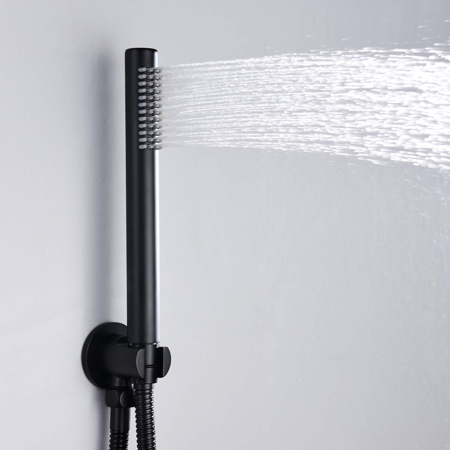 Sumerain Wand-Wannenarmatur Mit Handbrause – Wasserfall-Auslauf, Mattschwarz, Hoher Durchfluss (wandmontiert)