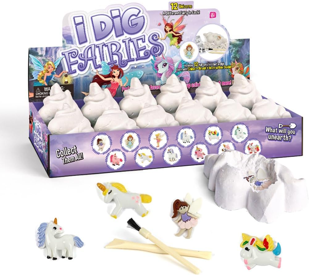 Liberty Imports 12-Pack Fairy and Unicorn Excavation Kit for Kids - Enchanted Magical Digging Adventure - Ideal Party Favors, Educational STEM Toys for Girls and Boys