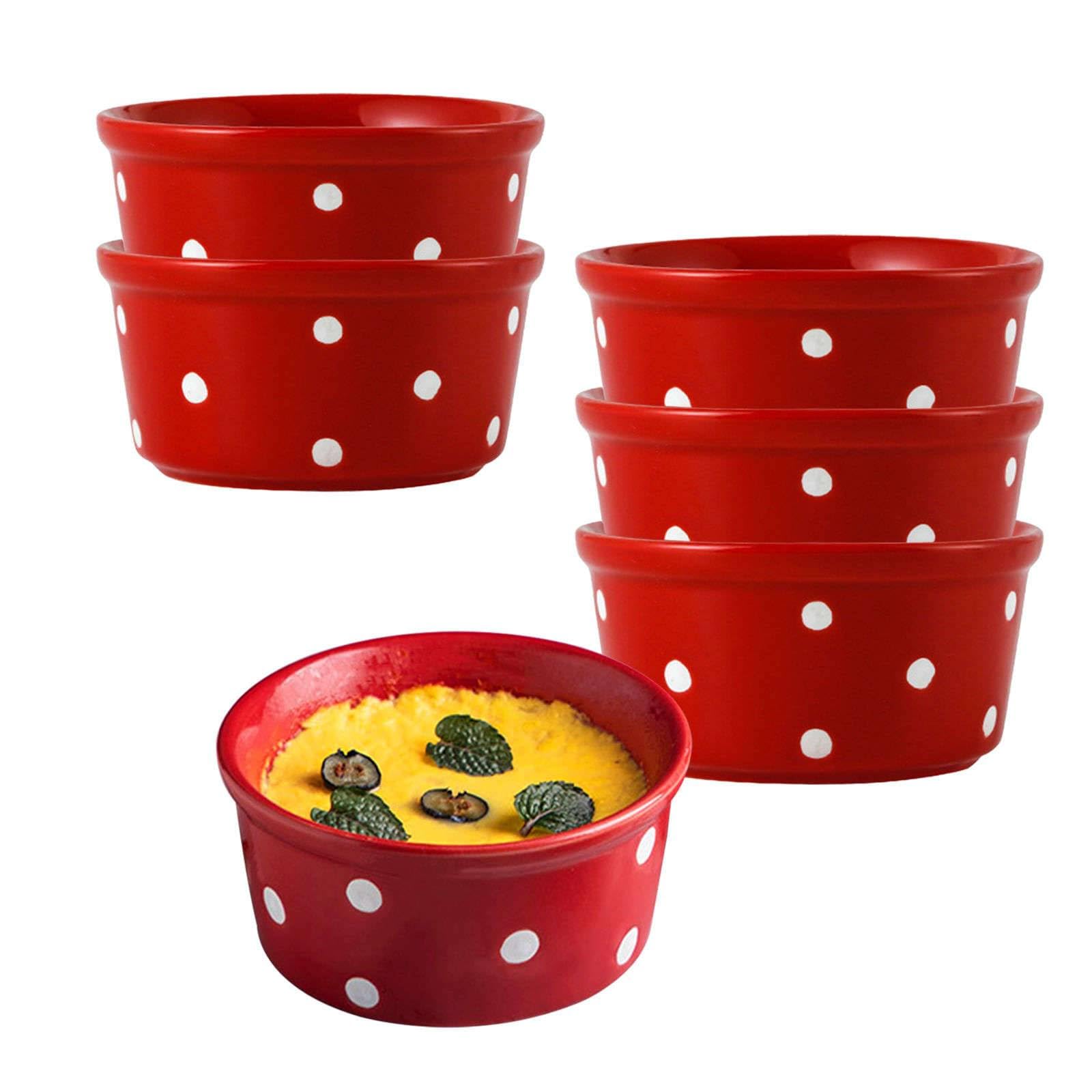 Juego De Ramequines, 230ml, Ramekins De Crema Brulée, Fuente Para Soufflé Fuentes Para Horno, Moldes De Aliento, Ramekins Para Freidora De Aire-rojo-conjunto de 6
