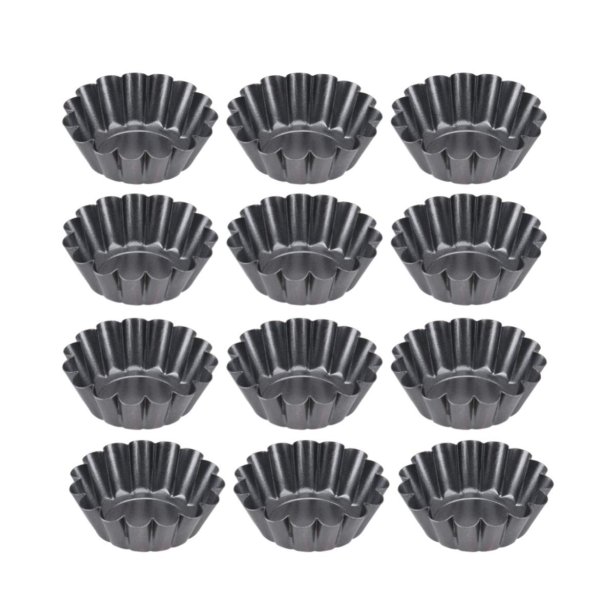 Healeved 12 Packs Size 2.6 x 0.9inch Egg Tart Mini Tart Pans Pie Tin Tartlet Pan,Mini Cupcake Cookie Pudding Muffin Baking Cups Cooking Molds For Pies, Desserts, Quiche P