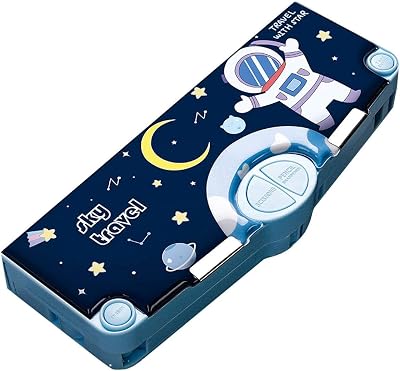 PLUSPOINT Plastic Astronaut Multifunctional Pencil Box For Kids,Space Theme Pencil Case,Magnetic Pencil Box,Pop Up Penci