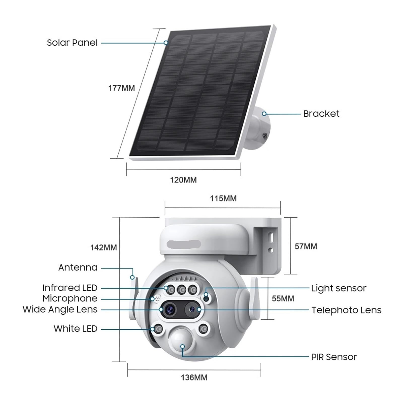 Caméra de sécurité extérieure Solaire PTZ 6MP