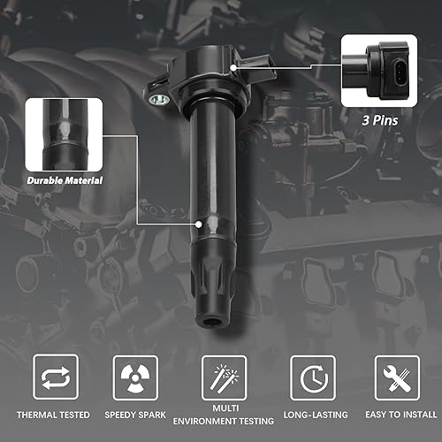 Miniatura 3 de MAYASAF Kit de bujías de iridio y bobina de encendido UF557, 4 pares compatibles para Dodge 09-19 Journey, para calibre 08-12Avenger, para Jeep