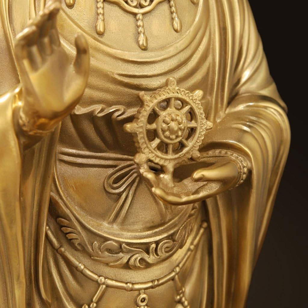 Posąg Buddy do wnętrz kult do domu mosiężny posąg Buddy Ozdoby Guanyin posąg Buddy Biuro Metalowe Ozdoby Rzemiosło Medytująca Figurka Buddy Rzeźba