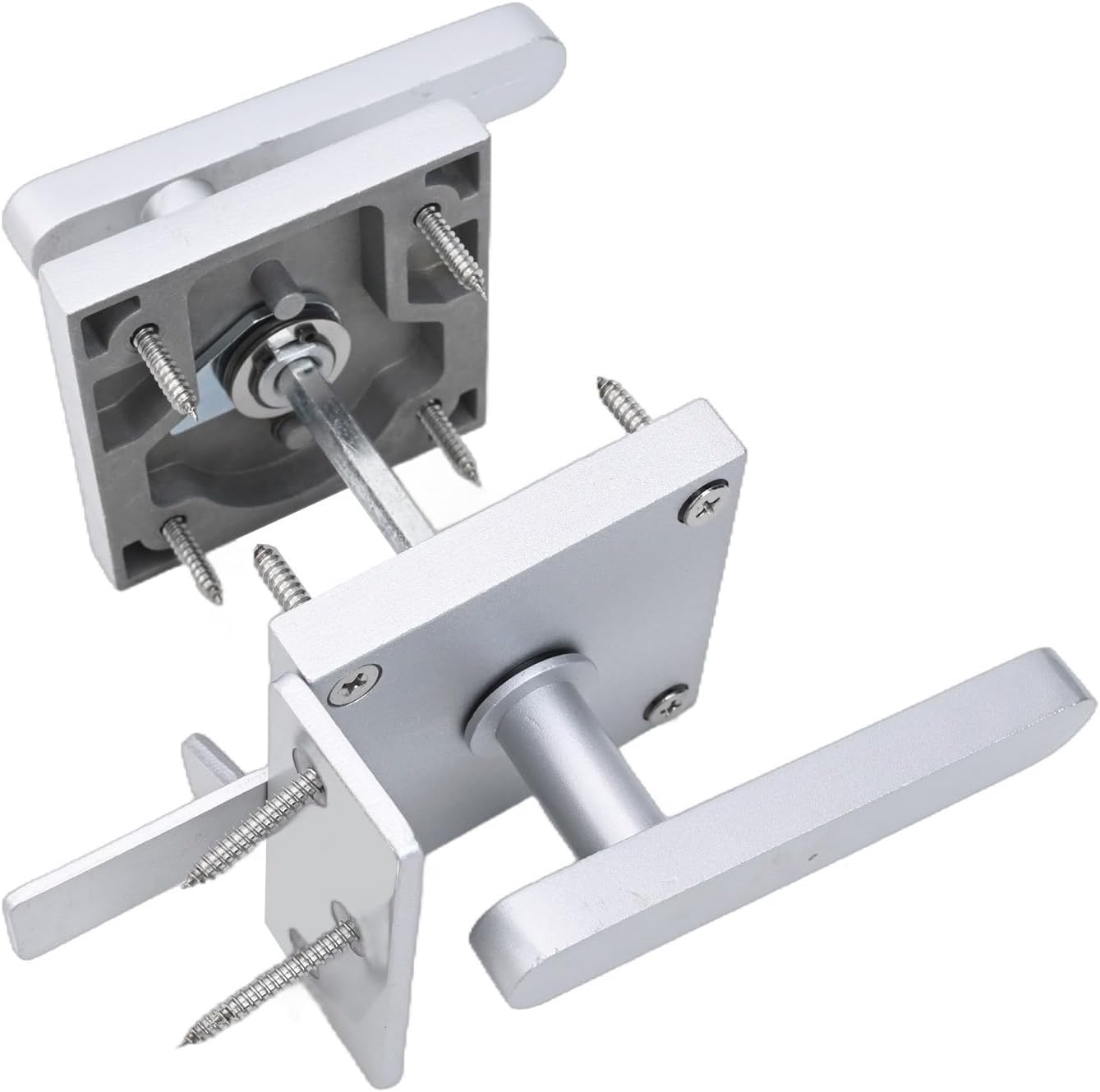 Wooden Door Latch for Garden Barn Use,Heavy-Duty Aluminum Flip Latch with Handle on Both Sides,Child Pet Safe Fence Lock,Includes Mounting Screws,for Wooden Gates,Black