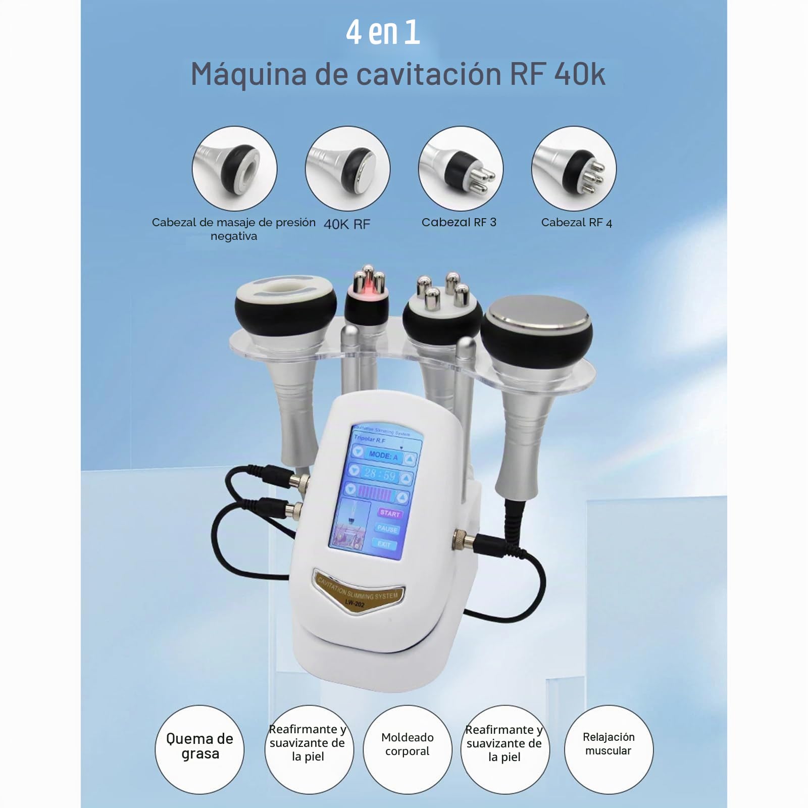 MáQuina CavitacióN Al VacíO UltrasóNica, Radiofrecuencia 40K Rf - MáQuina Para Esculpir El Cuerpo 4 En 1 Apriete La Piel, MáQuina Belleza Facial Del Cuerpo, Para Cara Brazo Cintura