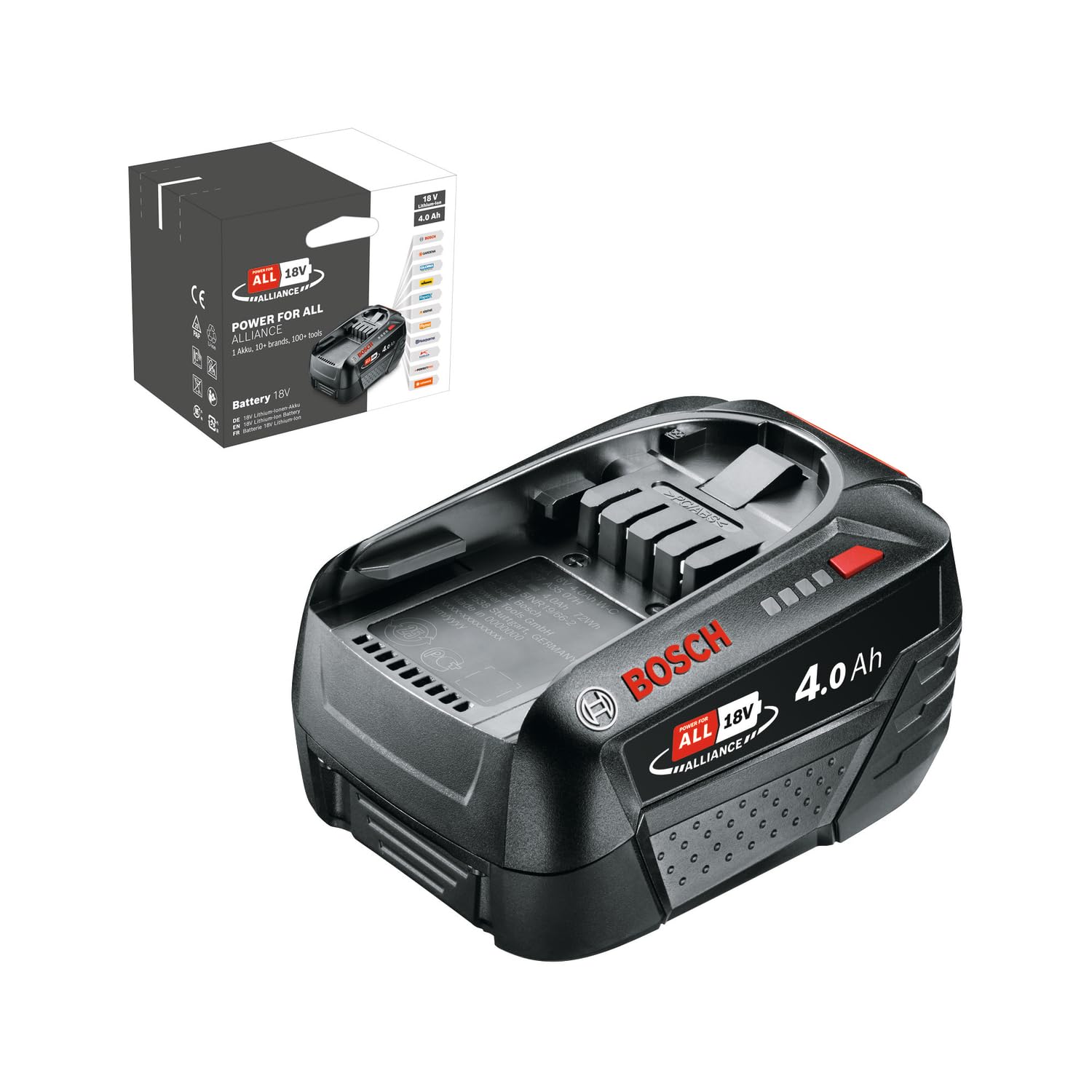 BOSCHBattery pack PBA 18V 4.0Ah W-C (18 volt System, 4.0Ah, in Carton Packaging)