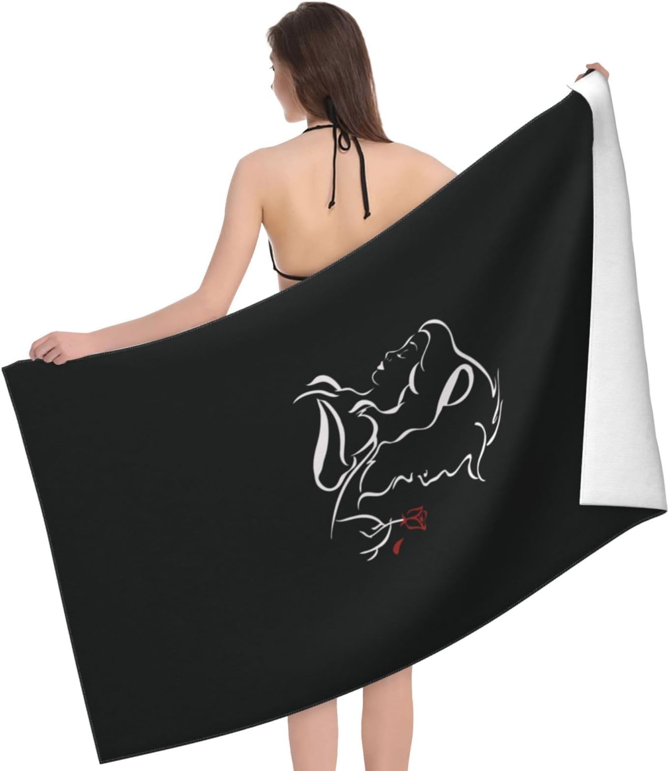 HF HSFEO Beach Towel Microfiber Absorbent Quick Dry Bath Towel 32" x 52" Sand Proof Beach Blanket for Travel Swimming Pool Camping Picnic Yoga Gym Sports for Men Women Beauty Within The Beast