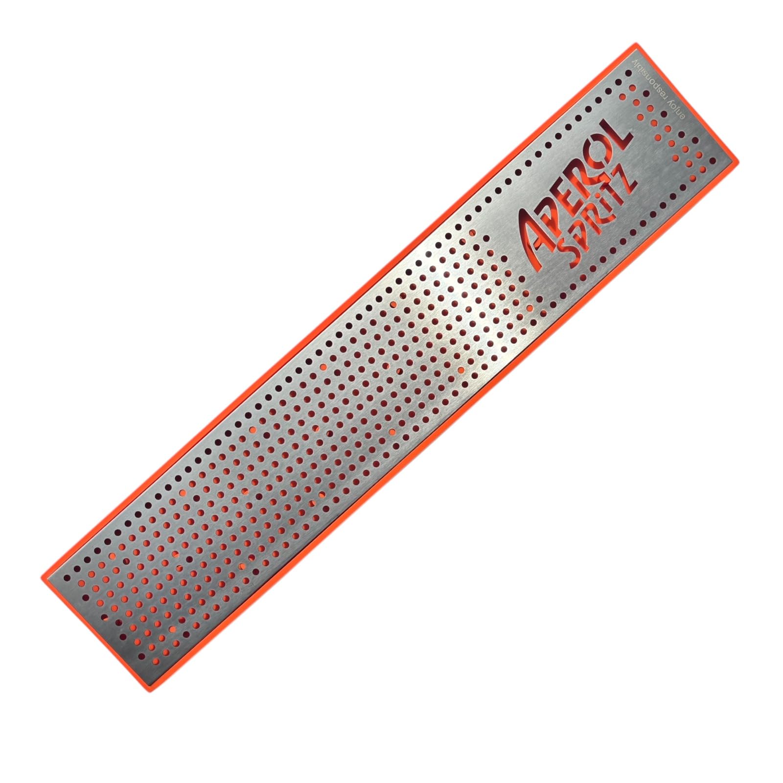 Laurie's Pub and Bar Accessories | Aperol Spritz Metal and Rubber Bar Runner, Bar Mat 59 x 11 cm