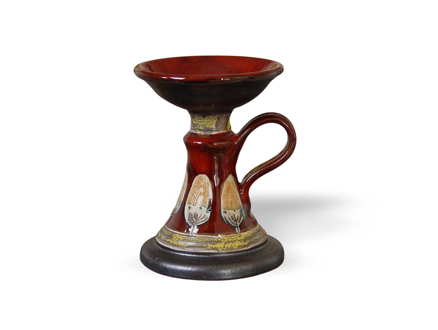 Handmade Ceramic Christmas Candlestick Red Pottery Home