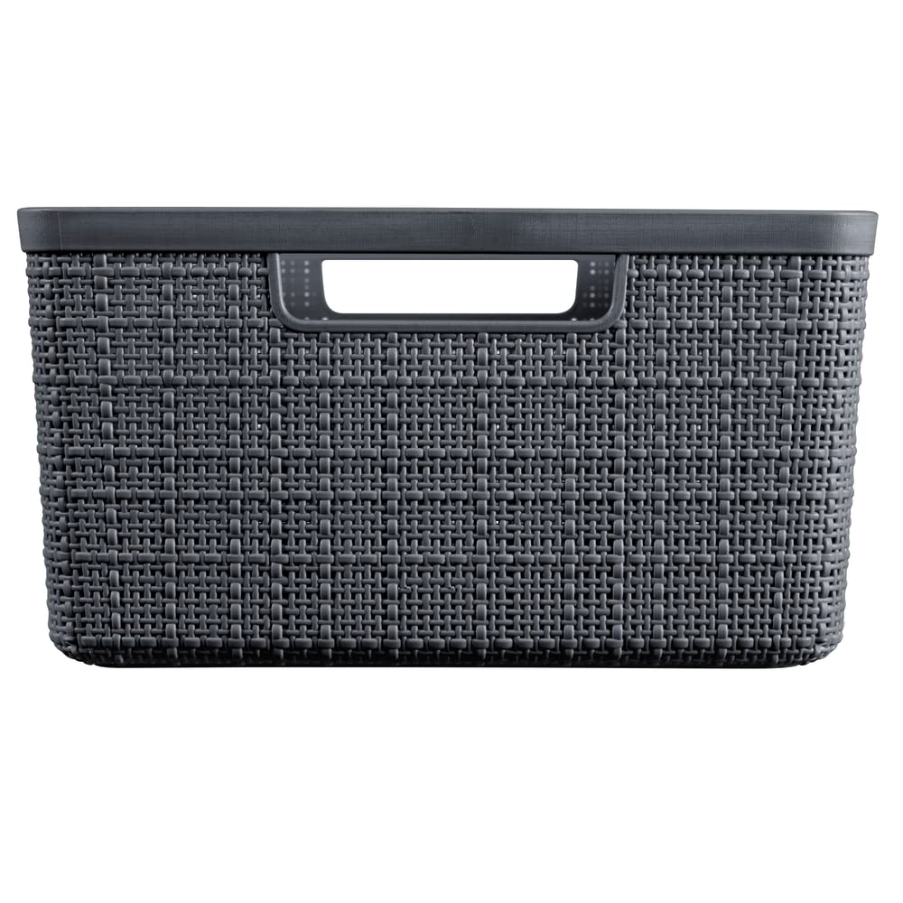 CURVER Jute Basket 100% Recycled Plastic Rectangular 12 L, Dark Grey, M
