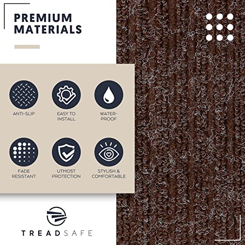 Treadsafe 8" X 30" (15 Pack) Non-Slip Carpet Stair Treads Non-Skid Safety Rug Slip Resistant Indoor Runner For Kids Elders And Pets With Reusable Adhesive, Brown #TOP2