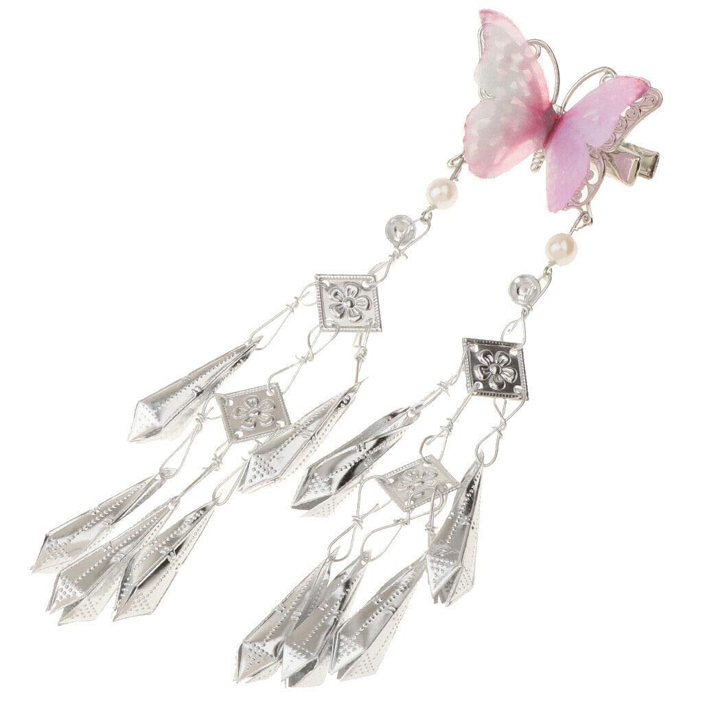 MOPOLIS Retro Organza Butterfly Hair Clip Dangle Hair Pin Hanfu Costume Accessories | Color - Pink