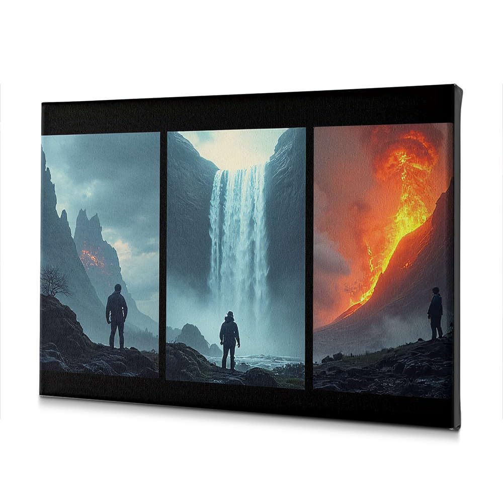 Toile murale de salle de bain déco montagne cascade volcan tableau paysage nature 40x60