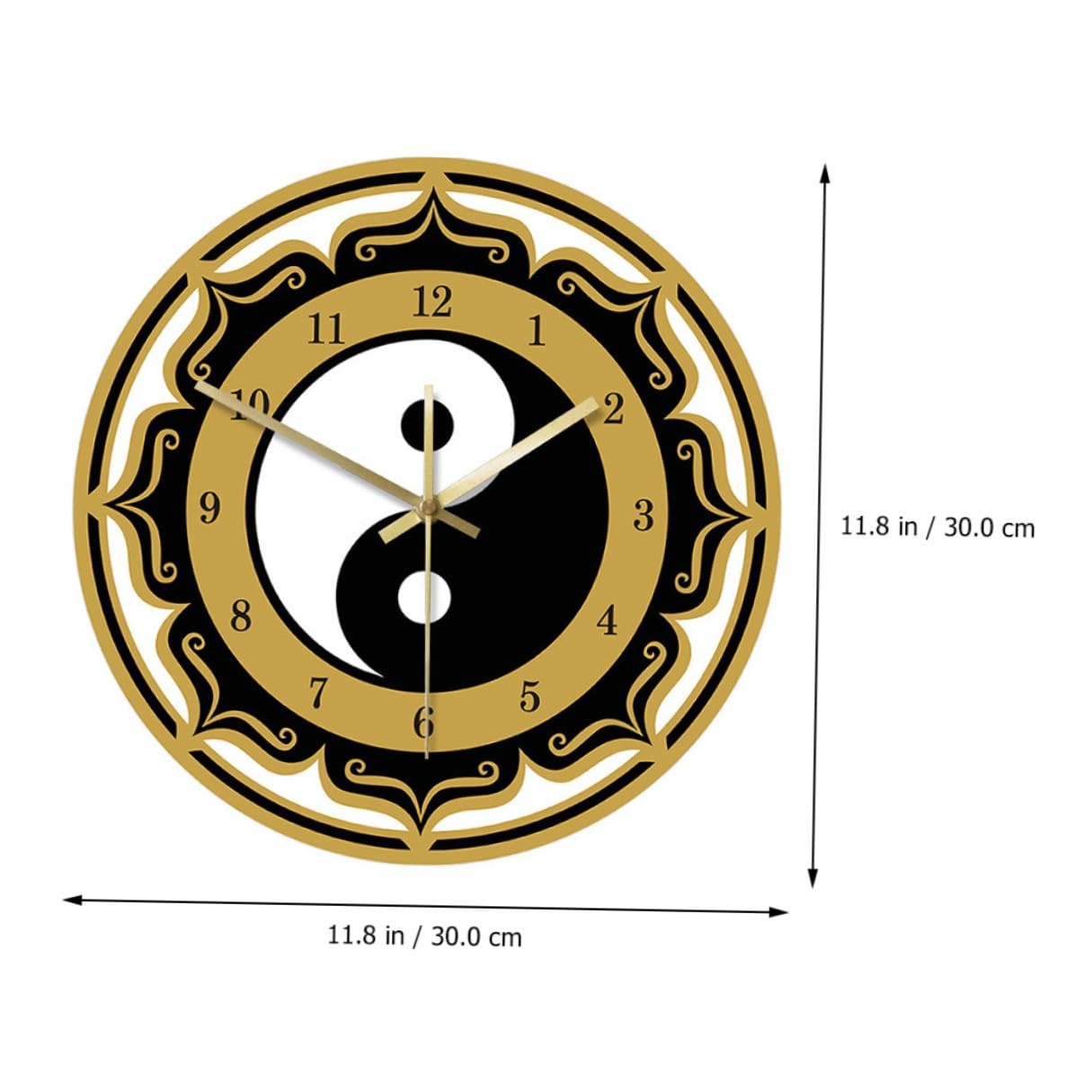 Holibanna Moderne Wanduhr mit Tai Chi Muster Acrylbeschichtete Hängeuhr für Wohnzimmer und Arbeitszimmer Elegante Digitale Wanddekoration Geräuschlos und Stilvoll