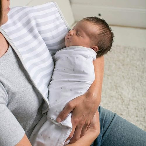 Miniatura 8 de Manta envolvente juego de mantas ajustables para envolver bebés de Ziggy Baby paquete de 3 de algodón suave con nubes rayas y estrellas grises