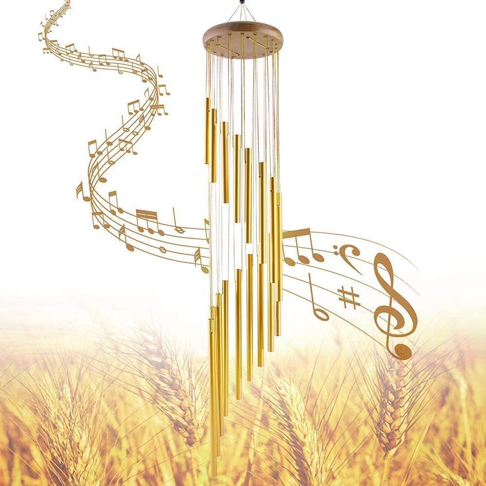 Golden Metal Wind Chime Hanging Bell for Home Balcony Garden Patio Porch Temple Entrance Decorative Hanging Ornament with Gentle Chime Sound (1 Piece)-image-11